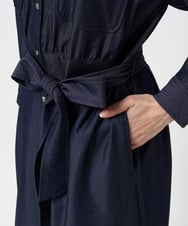 F1EGA31210 MK MICHEL KLEIN(小さいサイズ)(メゾン ドゥ サンク) 【小さいサイズ】デニムライク前開きワンピース/洗える ネイビー