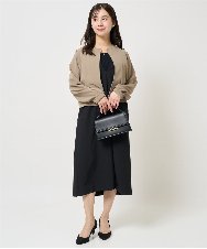 F1EGA35210 MK MICHEL KLEIN(小さいサイズ)(メゾン ドゥ サンク) 【小さいサイズ】リネンライクVネックジャンパースカート/洗える ベージュ