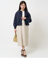 F1EGA35210 MK MICHEL KLEIN(小さいサイズ)(メゾン ドゥ サンク) 【小さいサイズ】リネンライクVネックジャンパースカート/洗える ベージュ