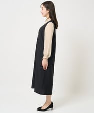 F1EGA35210 MK MICHEL KLEIN(小さいサイズ)(メゾン ドゥ サンク) 【小さいサイズ】リネンライクVネックジャンパースカート/洗える ベージュ