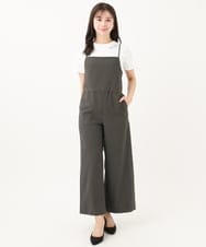 F1EGA45210 MK MICHEL KLEIN(小さいサイズ)(メゾン ドゥ サンク) 【小さいサイズ】リネンライクコンビネゾン/洗える チャコール