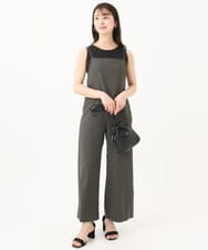 F1EGA45210 MK MICHEL KLEIN(小さいサイズ)(メゾン ドゥ サンク) 【小さいサイズ】リネンライクコンビネゾン/洗える チャコール