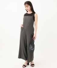 F1EGA45210 MK MICHEL KLEIN(小さいサイズ)(メゾン ドゥ サンク) 【小さいサイズ】リネンライクコンビネゾン/洗える チャコール