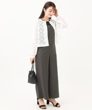 F1EGA45210 MK MICHEL KLEIN(小さいサイズ)(メゾン ドゥ サンク) 【小さいサイズ】リネンライクコンビネゾン/洗える チャコール