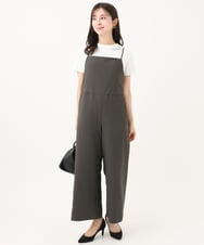F1EGA45210 MK MICHEL KLEIN(小さいサイズ)(メゾン ドゥ サンク) 【小さいサイズ】リネンライクコンビネゾン/洗える チャコール