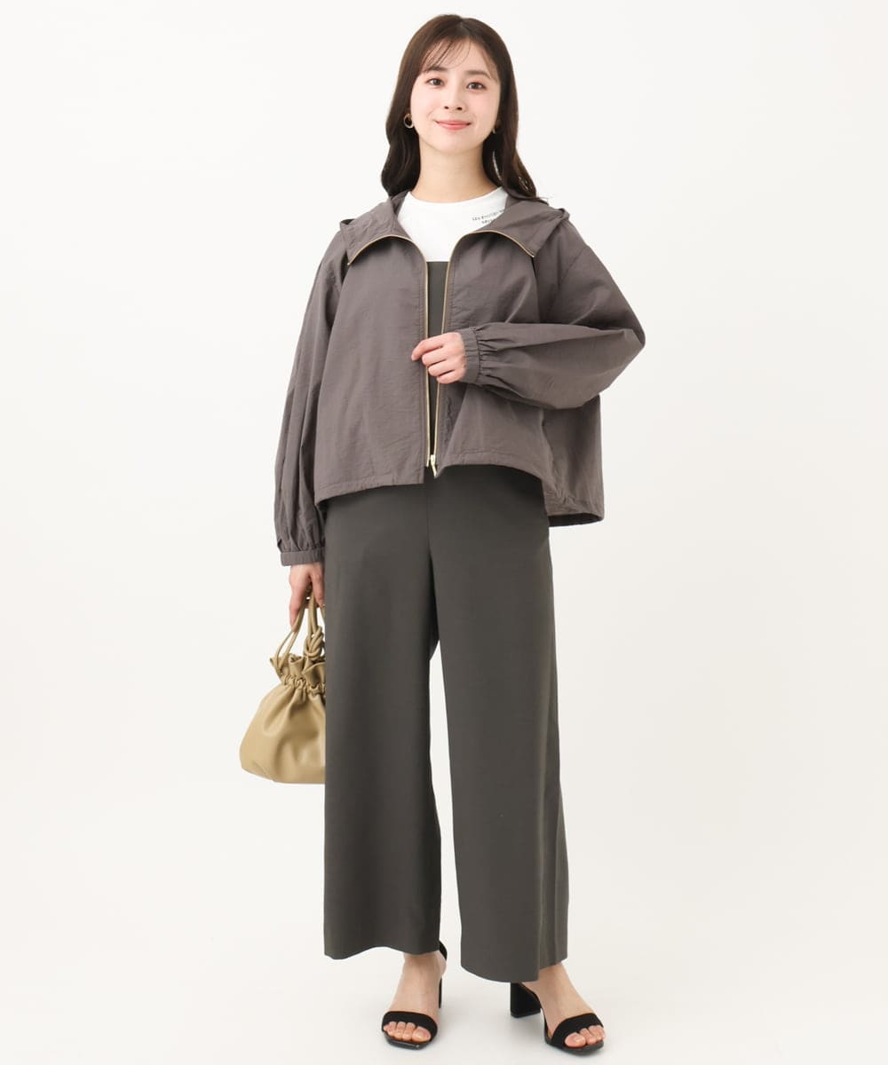 F1EGA45210 MK MICHEL KLEIN(小さいサイズ)(メゾン ドゥ サンク) 【小さいサイズ】リネンライクコンビネゾン/洗える チャコール