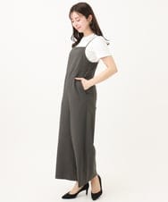 F1EGA45210 MK MICHEL KLEIN(小さいサイズ)(メゾン ドゥ サンク) 【小さいサイズ】リネンライクコンビネゾン/洗える チャコール