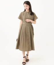 F1EGA48220 MK MICHEL KLEIN(小さいサイズ)(メゾン ドゥ サンク) 【小さいサイズ】フロントタックデザインワンピース/2way/洗える ネイビー