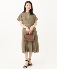 F1EGA48220 MK MICHEL KLEIN(小さいサイズ)(メゾン ドゥ サンク) 【小さいサイズ】フロントタックデザインワンピース/2way/洗える ネイビー