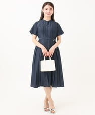 F1EGA48220 MK MICHEL KLEIN(小さいサイズ)(メゾン ドゥ サンク) 【小さいサイズ】フロントタックデザインワンピース/2way/洗える ネイビー