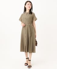 F1EGA48220 MK MICHEL KLEIN(小さいサイズ)(メゾン ドゥ サンク) 【小さいサイズ】フロントタックデザインワンピース/2way/洗える ネイビー