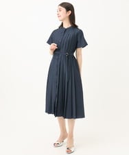 F1EGA48220 MK MICHEL KLEIN(小さいサイズ)(メゾン ドゥ サンク) 【小さいサイズ】フロントタックデザインワンピース/2way/洗える ネイビー