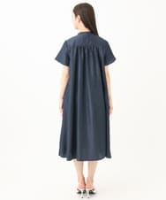 F1EGA48220 MK MICHEL KLEIN(小さいサイズ)(メゾン ドゥ サンク) 【小さいサイズ】フロントタックデザインワンピース/2way/洗える ネイビー