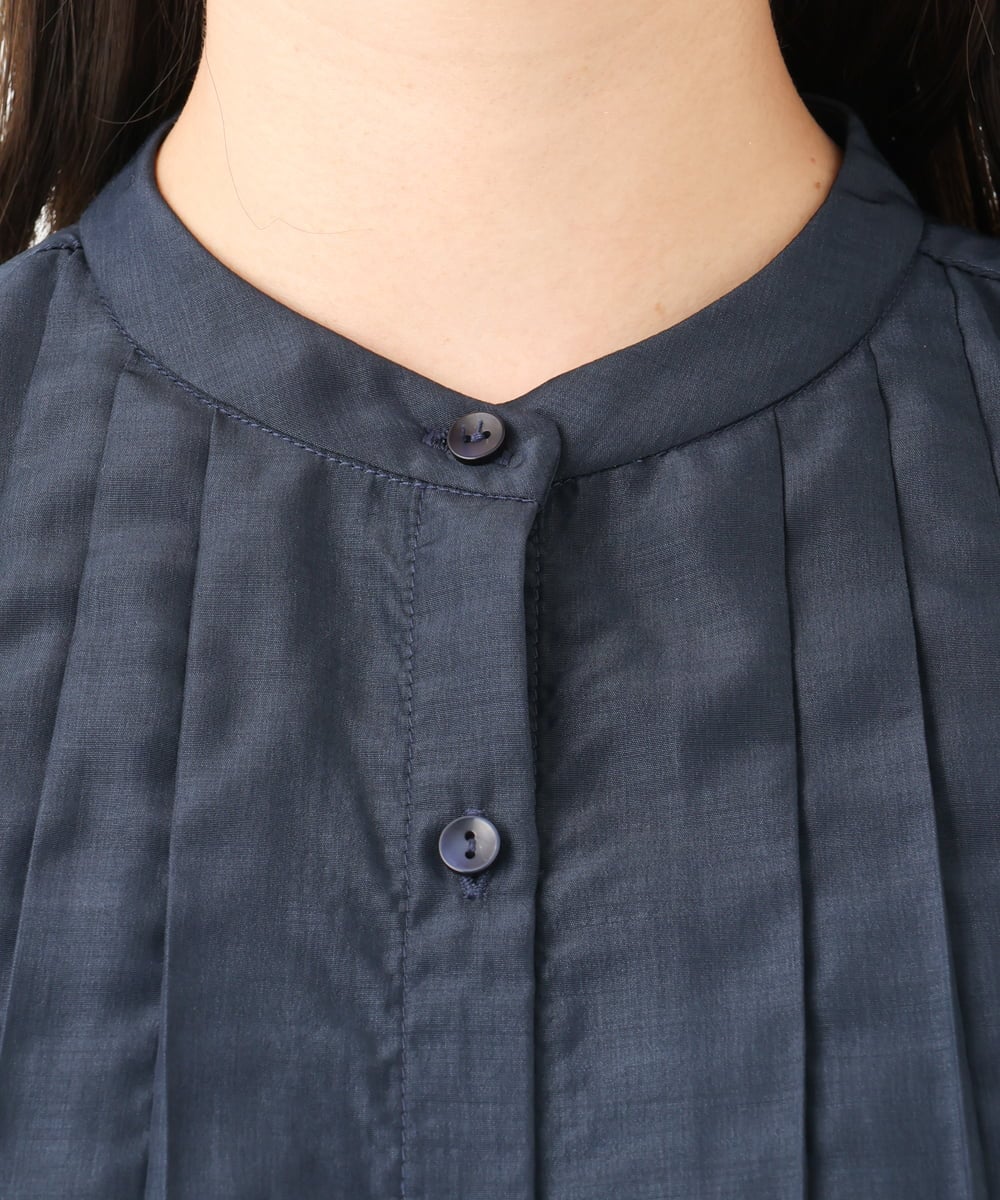 F1EGA48220 MK MICHEL KLEIN(小さいサイズ)(メゾン ドゥ サンク) 【小さいサイズ】フロントタックデザインワンピース/2way/洗える ネイビー