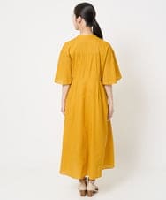 F1EGA50230 MK MICHEL KLEIN(小さいサイズ)(メゾン ドゥ サンク) 【小さいサイズ】キーネックコットンワンピース/洗える モカ（柄）