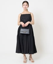 F1EGA51230 MK MICHEL KLEIN(小さいサイズ)(メゾン ドゥ サンク) 【小さいサイズ】フラワー3D刺繍ティアードキャミワンピース/洗える ブラック