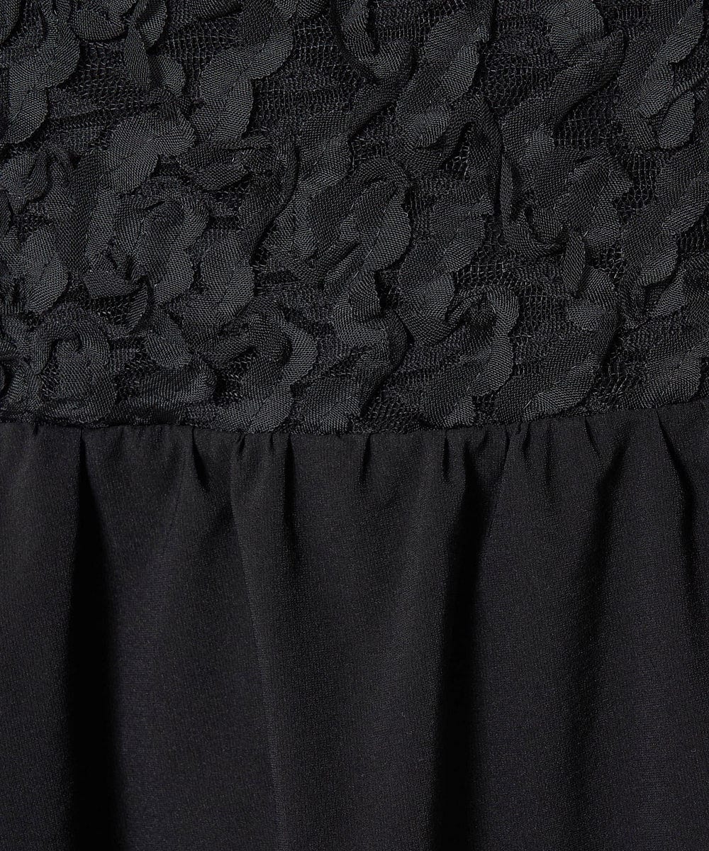 F1EGA51230 MK MICHEL KLEIN(小さいサイズ)(メゾン ドゥ サンク) 【小さいサイズ】フラワー3D刺繍ティアードキャミワンピース/洗える ブラック