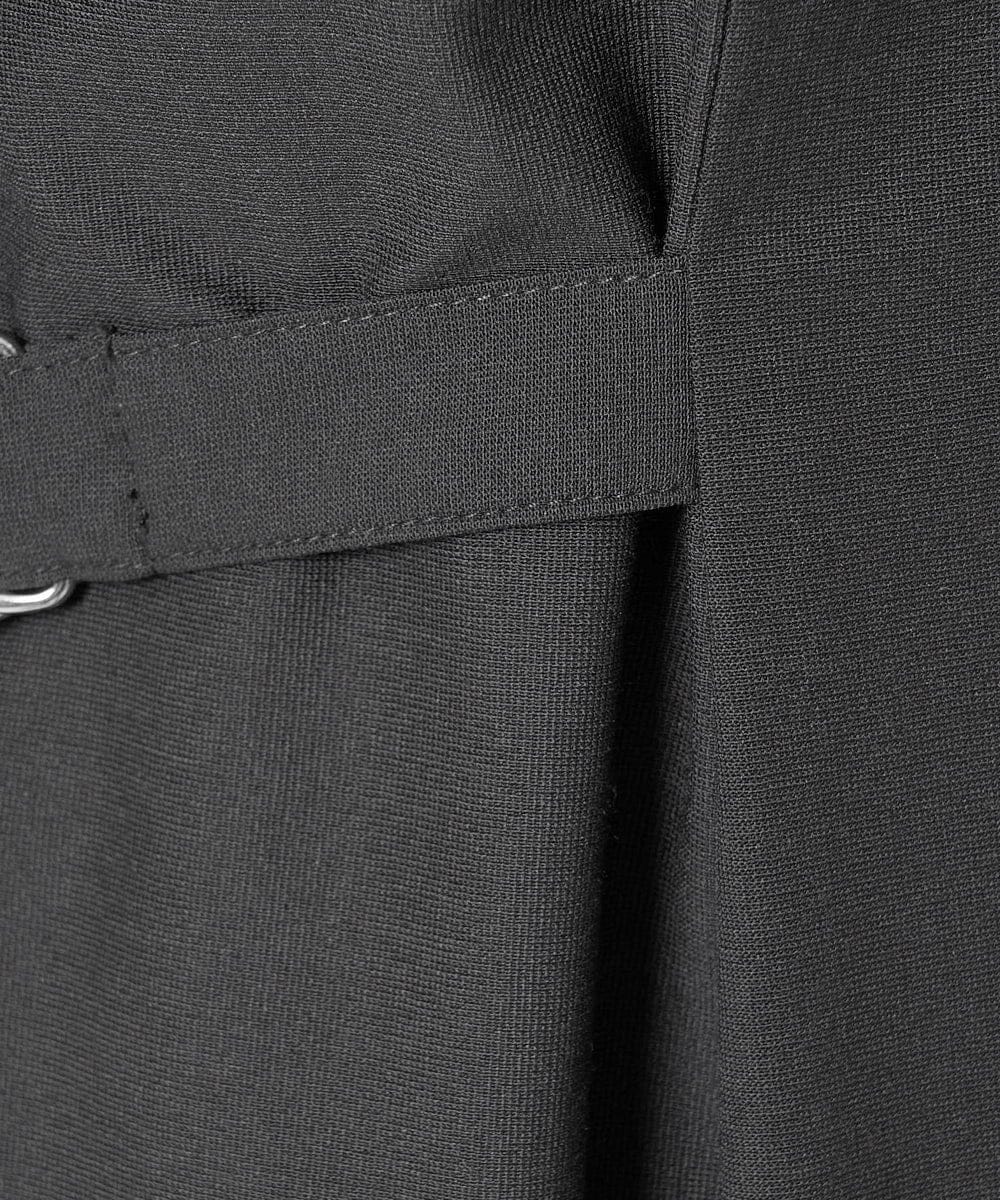 F1EGA55230 MK MICHEL KLEIN(小さいサイズ)(メゾン ドゥ サンク) 【小さいサイズ】サイドベルトデザイン ウエストタックストレッチワンピース/洗える ダークグレー
