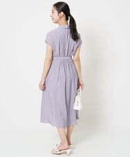 F1EGA58200 MK MICHEL KLEIN(小さいサイズ)(メゾン ドゥ サンク) 【小さいサイズ】ベルト付きフレンチスリーブワンピース/洗える ベージュ