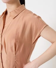 F1EGA58200 MK MICHEL KLEIN(小さいサイズ)(メゾン ドゥ サンク) 【小さいサイズ】ベルト付きフレンチスリーブワンピース/洗える ベージュ