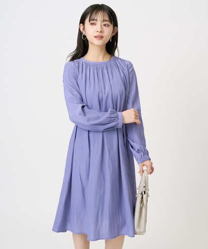 F1EGD26210 MK MICHEL KLEIN(小さいサイズ) 【小さいサイズ】サテンギャザーワンピース/洗える