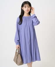 F1EGD26210 MK MICHEL KLEIN(小さいサイズ)(メゾン ドゥ サンク) 【小さいサイズ】サテンギャザーワンピース/洗える パープル