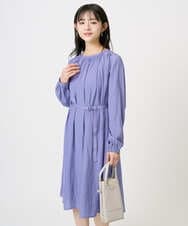 F1EGD26210 MK MICHEL KLEIN(小さいサイズ)(メゾン ドゥ サンク) 【小さいサイズ】サテンギャザーワンピース/洗える パープル