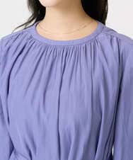 F1EGD26210 MK MICHEL KLEIN(小さいサイズ)(メゾン ドゥ サンク) 【小さいサイズ】サテンギャザーワンピース/洗える パープル