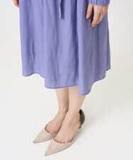 F1EGD26210 MK MICHEL KLEIN(小さいサイズ)(メゾン ドゥ サンク) 【小さいサイズ】サテンギャザーワンピース/洗える パープル