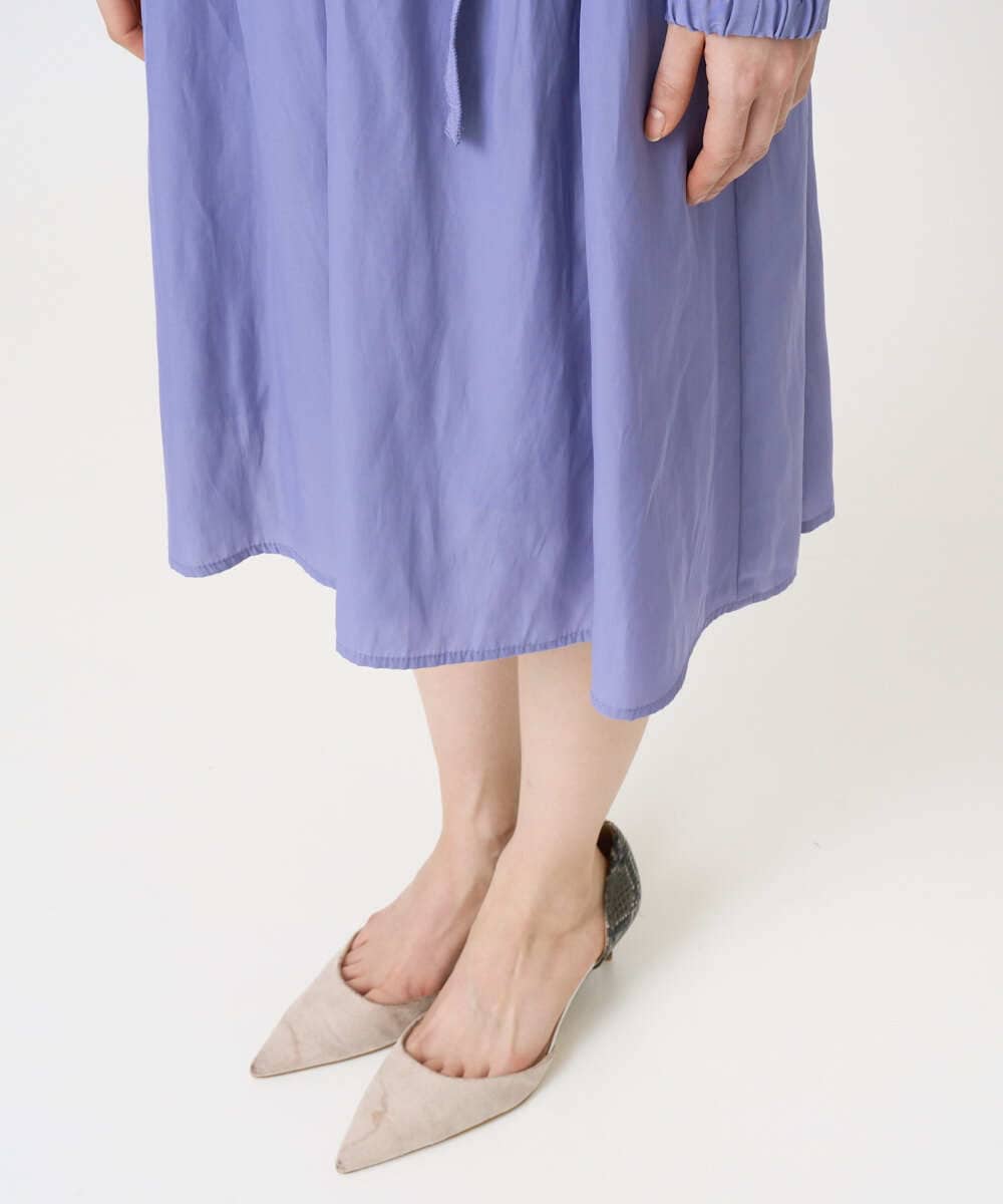 F1EGD26210 MK MICHEL KLEIN(小さいサイズ)(メゾン ドゥ サンク) 【小さいサイズ】サテンギャザーワンピース/洗える パープル