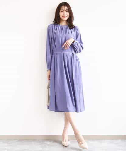 F1EGD26210 MK MICHEL KLEIN(小さいサイズ) 【小さいサイズ】サテンギャザーワンピース/洗える