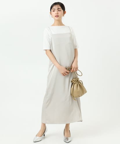 F1EGD37210 MK MICHEL KLEIN(小さいサイズ) 【小さいサイズ】サテンキャミワンピース/洗濯機で洗える