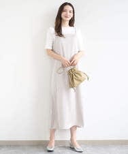 F1EGD37210 MK MICHEL KLEIN(小さいサイズ)(メゾン ドゥ サンク) 【小さいサイズ】サテンキャミワンピース/洗濯機で洗える ブラウン