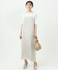 F1EGD37210 MK MICHEL KLEIN(小さいサイズ)(メゾン ドゥ サンク) 【小さいサイズ】サテンキャミワンピース/洗濯機で洗える ブラウン