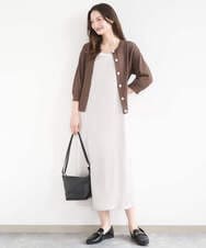 F1EGD37210 MK MICHEL KLEIN(小さいサイズ)(メゾン ドゥ サンク) 【小さいサイズ】サテンキャミワンピース/洗濯機で洗える ブラウン