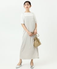 F1EGD37210 MK MICHEL KLEIN(小さいサイズ)(メゾン ドゥ サンク) 【小さいサイズ】サテンキャミワンピース/洗濯機で洗える ブラウン