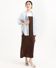 F1EGD37210 MK MICHEL KLEIN(小さいサイズ)(メゾン ドゥ サンク) 【小さいサイズ】サテンキャミワンピース/洗濯機で洗える ブラウン