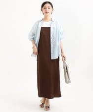 F1EGD37210 MK MICHEL KLEIN(小さいサイズ)(メゾン ドゥ サンク) 【小さいサイズ】サテンキャミワンピース/洗濯機で洗える ブラウン