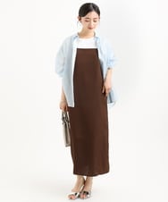 F1EGD37210 MK MICHEL KLEIN(小さいサイズ)(メゾン ドゥ サンク) 【小さいサイズ】サテンキャミワンピース/洗濯機で洗える ブラウン