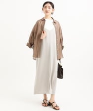 F1EGD37210 MK MICHEL KLEIN(小さいサイズ)(メゾン ドゥ サンク) 【小さいサイズ】サテンキャミワンピース/洗濯機で洗える ブラウン