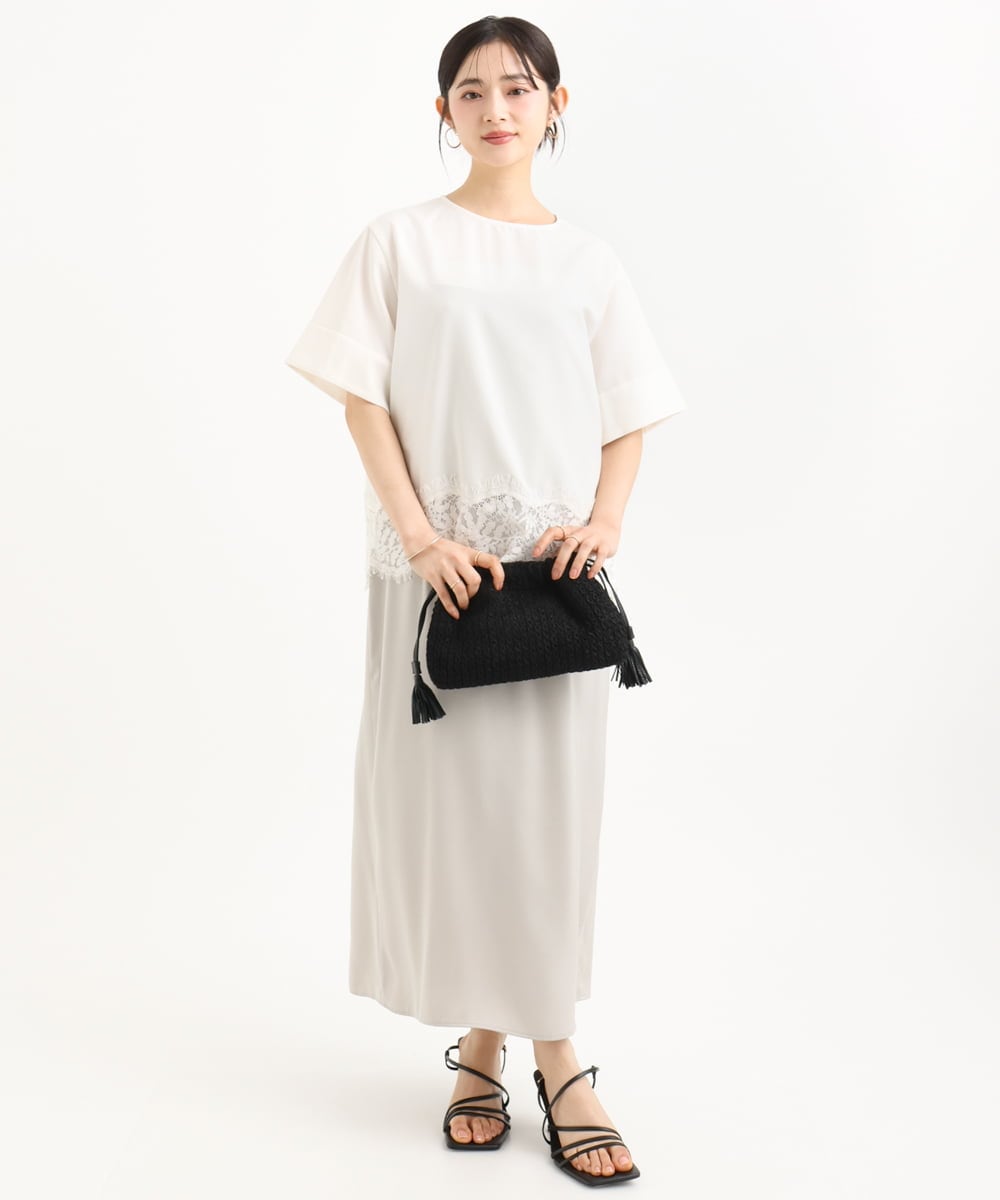 F1EGD37210 MK MICHEL KLEIN(小さいサイズ)(メゾン ドゥ サンク) 【小さいサイズ】サテンキャミワンピース/洗濯機で洗える ブラウン