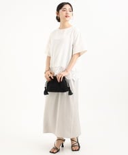 F1EGD37210 MK MICHEL KLEIN(小さいサイズ)(メゾン ドゥ サンク) 【小さいサイズ】サテンキャミワンピース/洗濯機で洗える ブラウン