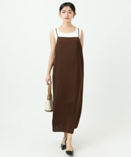 F1EGD37210 MK MICHEL KLEIN(小さいサイズ)(メゾン ドゥ サンク) 【小さいサイズ】サテンキャミワンピース/洗濯機で洗える ブラウン