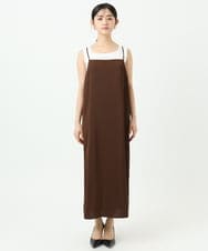 F1EGD37210 MK MICHEL KLEIN(小さいサイズ)(メゾン ドゥ サンク) 【小さいサイズ】サテンキャミワンピース/洗濯機で洗える ブラウン