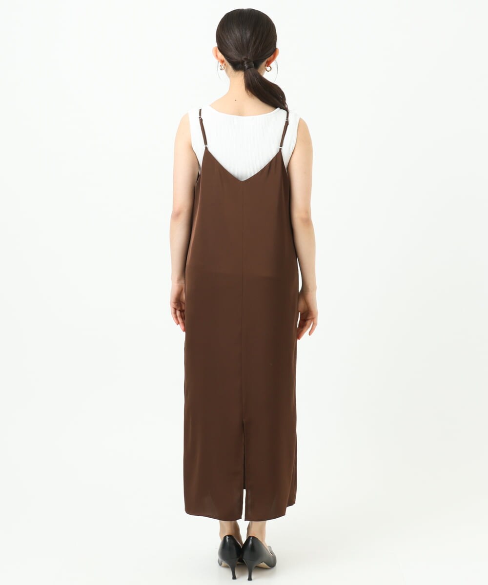 F1EGD37210 MK MICHEL KLEIN(小さいサイズ)(メゾン ドゥ サンク) 【小さいサイズ】サテンキャミワンピース/洗濯機で洗える ブラウン