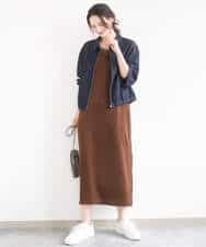 F1EGD37210 MK MICHEL KLEIN(小さいサイズ)(メゾン ドゥ サンク) 【小さいサイズ】サテンキャミワンピース/洗濯機で洗える ブラウン