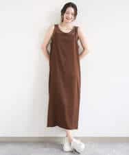 F1EGD37210 MK MICHEL KLEIN(小さいサイズ)(メゾン ドゥ サンク) 【小さいサイズ】サテンキャミワンピース/洗濯機で洗える ブラウン