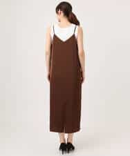 F1EGD37210 MK MICHEL KLEIN(小さいサイズ)(メゾン ドゥ サンク) 【小さいサイズ】サテンキャミワンピース/洗濯機で洗える ブラウン