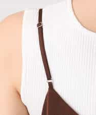 F1EGD37210 MK MICHEL KLEIN(小さいサイズ)(メゾン ドゥ サンク) 【小さいサイズ】サテンキャミワンピース/洗濯機で洗える ブラウン