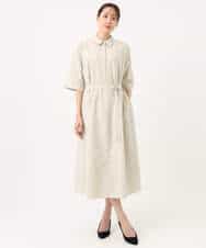 F1EGD40220 MK MICHEL KLEIN(小さいサイズ)(メゾン ドゥ サンク) 【小さいサイズ】ハーフスリーブ シャツワンピース/UVカット/洗える ベージュ